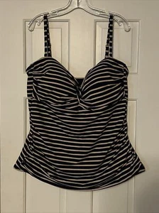 Liz Claiborne Women’s Swim Tops Striped Rushed Padded Bra - Picture 1 of 8