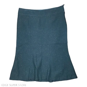 H&M Speckle Print Flare Zip Up Cotton Wool Blend Tweed Work Career Skirt Size 14 - Picture 1 of 6