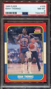 1986 Fleer Basketball #109 Isiah Thomas PSA 8 NM-MT Detroit Pistons HOF Rookie