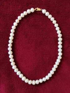 Genuine Cultured Freshwater Pearl 10mm Necklace 16" - Picture 1 of 3