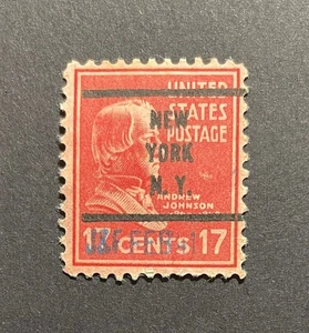 New York, NY Type 63 Precancel - 17 cents Prexie - U.S. #822, J&F Feb 41 use - Picture 1 of 1