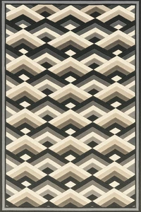 Handgetufteter Wollteppich 6x9 - Geometrisch gemusterter Teppich für Esszimmer & Wohnzimmer - Bild 1 von 4