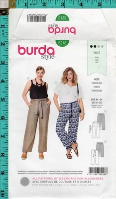 Misses' Pants Burda Style Sewing Craft Pattern 6218 18-28 NEW & UNCUT! FREE SHIP - Image 1 of 3
