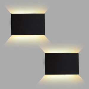 LED Wall Sconce, Black Plastic Modern Wall Light Fixtures, Indoor Outdoor Up ... - Picture 1 of 7