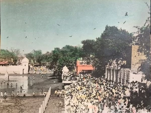 FOTO FRÍA A MANO RARA, PARTE DEL TEMPLO DORADO AMRITSAR, DÉCADA DE 1950, SIKH PUNJAB, INDIA - Imagen 1 de 1