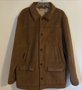 LL Bean Barn Jacket Brown Faux Suede W/Heavy Duty Lining Size XL Barn Jacket - Picture 1 of 13