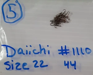 44 ganchos DAIICHI talla 22 #1110 ancho hueco recto ojo grande seco mosca atar ganchos #5 - Imagen 1 de 2