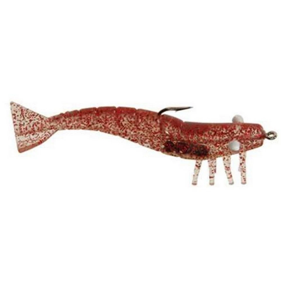 2 Pkg of 3 Soft Bait DOA 1/4 Oz Shrimp Rootbeer Red Glitter Rigged Fishing Lure