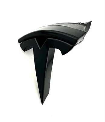 MODEL S FRONT T Badge Full Replacement Assembly OEM Product (SATIN MATTE BLACK) - Image 1 of 4
