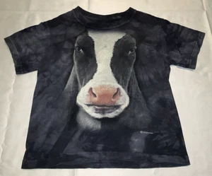 Cow Face T-Shirt By The Mountain 100% Cotton Black/White Tie Dye Shirt Kids S - Picture 1 of 9