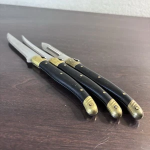 Laguiole INOX Grill Black Bee Serrated Stainless Steel - 2 Knives & 1 Peeler Set - Picture 1 of 11