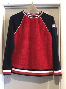 Tommy Hilfiger Global Sherpa Sweatshirt Women's NWT Red and NavyBlue Size Medium - Picture 1 of 3
