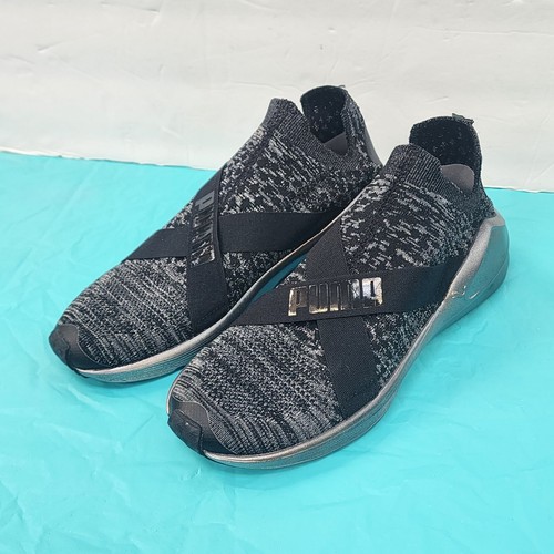 Puma Fierce Metallic Slip On Donna Nero Grigio Sneakers Scarpe Casual Tg 6 #P#