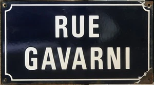 Old blue French enamel street road sign plaque rue Gavarni illustrator Lille - Picture 1 of 1