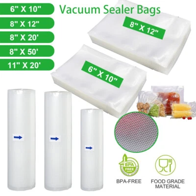 Bolsas selladoras al vacío paquete de almacenamiento de alimentos en relieve cuarto de galón de pinta ahorrador de alimentos todos los tamaños Foto 1 de 4