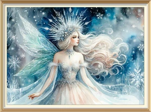 Brian Froud Style Wall Art Print GWENHWYFAR Celtic Fairy Snow Queen G22 - Picture 1 of 1