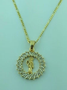 Grim Reaper Pendant With Baguette stones and Figaro Chain dije de Santa Muerte - Picture 1 of 4