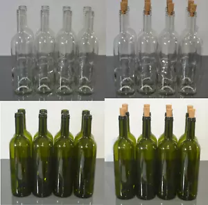 Weinflasche 750 ml Glasflasche Leere Flasche ohne/mit Korken Wein Olivgrün Weiß - Bild 1 von 5