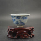 Bol en porcelaine antique grue pin chinois bleu et blanc cerf peint à la main L12