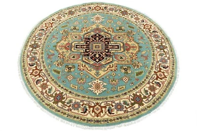 Heriz Serapi Rug 8'2'' x 8' Blue Wool Tribal Hand-Knotted Oriental Carpet - Image 1 of 4