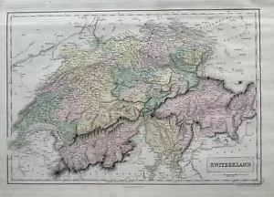 1851 Switzerland Hand Coloured Original Antique Map by Selina Hall - Picture 1 of 3