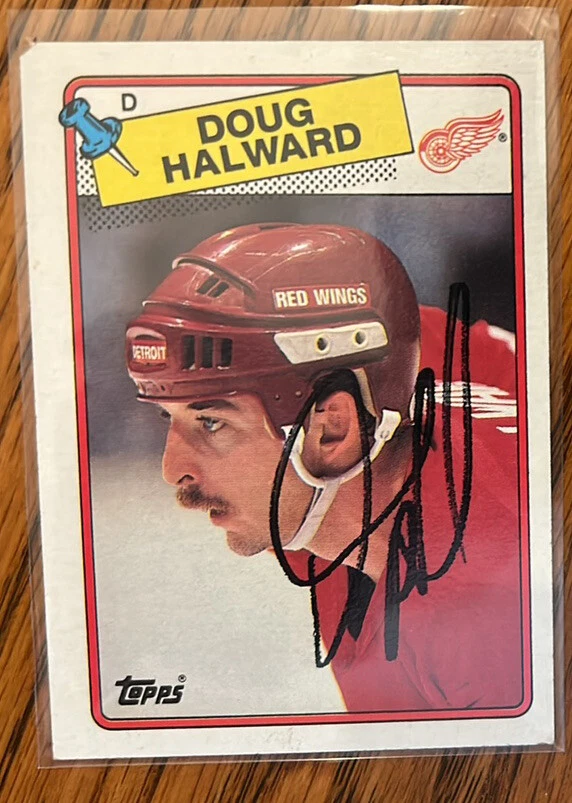 1988-89 Topps #113 Doug Halward Signed Detroit Red Wings Card - Image 1 of 1