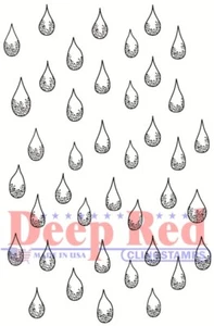 Deep Red Stamps Rain Drops Rubber Cling Stamp - Picture 1 of 3