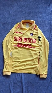 DHL Surf Rescue Long Sleeve Polo Shirt Jersey Yellow Size XS - Picture 1 of 6