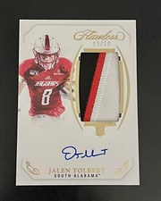 2022 Panini Flawless Collegiate Gold 3/10 Jalen Tolbert RPA Rookie Patch Auto