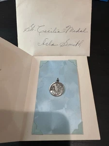 St Cecile, Cecilia, Caecilia. Vintage/Antique Religious Silver Pendant With Card - Picture 1 of 8