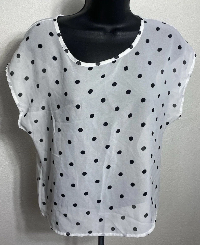 Camisa Delias Mujer Pequeña Blusa Manga Corta Lunares Transparente Ligera Foto 1 de 4
