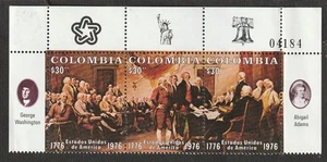 Colombia 846 ac strip, MNH. Mi 1317-1319. USA-200. Declaration of Independence - Picture 1 of 2