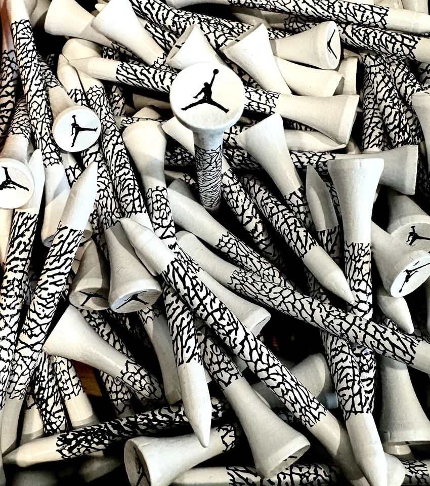 Paquete de 100 camisetas de golf Air Jordan con estampado de elefante de bambú de 2 a 3/4 pulgadas Foto 1 de 4