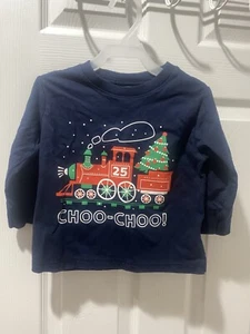 Camisa de manga larga para niño pequeño 2T Navidad azul marino Nueva sin etiquetas - Imagen 1 de 6