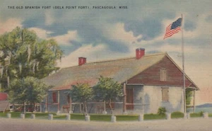 Old Spanish Fort (Dela Point Fort) - Pascagoula, Mississippi - unposted litho - Picture 1 of 3