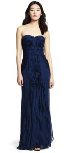 Adrianna Papell Chiffonkleid mit Rüschen Gr. 10 Marine - Bild 1 von 4