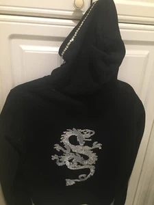 PINK JEWEL JACKET WITH CRYSTAL & HOOD BLACK COTTON DRAGEN ZEEPER - Picture 1 of 6
