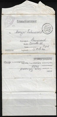 YUGOSLAVIA GERMANY 1943 SERBAN POW FOLDED LETTER FROM SAVA TUTONOVIC TO BELGRAD  - Image 1 of 2