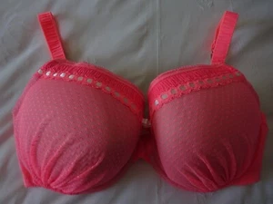 M&S AMY neon pink nude lace net mesh trim underwired FESTIVAL balcony bra UK 38F - Picture 1 of 4