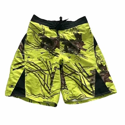 Mossy Oak Board Shorts Mens Medium Neon Green Camouflage Swim Trunks Fast Dry — 第 1/4 张图片