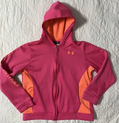 Youth Girl UA Under Armour Storm 全拉链连帽衫,XL,粉色/橙色 — 第 1/4 张图片