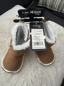 Baby Moccasins by BebeBaby Brown Suede Fur Lined Sz 2-3 To 6 Months NWT Orig $28 - Picture 1 of 9
