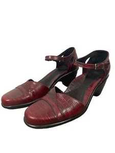 Zuecos Dansko Cuero Mary Jane Oxblood Croc Repujado Rojo Mujer 39 - Imagen 1 de 12