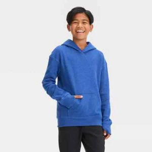 Boys' Fleece Hooded Sweatshirt - All In Motion Blue Size S 6-7 - Picture 1 of 3