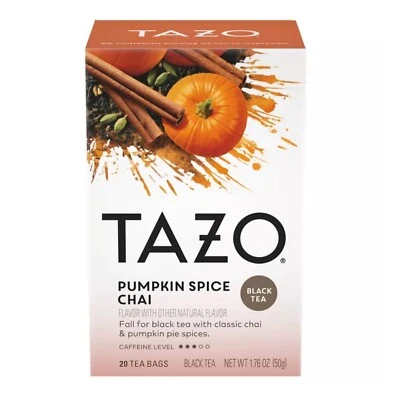 Chá preto Tazo Pumpkin Spice Chai 20 saquinhos de chá BB 7/25 - Imagem 1 de 3