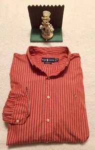 Ralph Lauren Mens Classic Fit Orange / Navy Striped L/S B/U New Display XXL - Picture 1 of 4