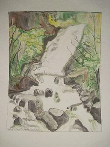 TORC WATERFALL Lakes Killarney Ireland Original Watercolor Painting Sullivan 7x9 - Picture 1 of 5