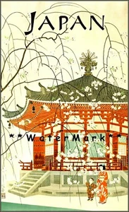 Japan 1950 Travel Bureau Vintage Poster Print Retro Style Japanese Travel Art - Picture 1 of 4