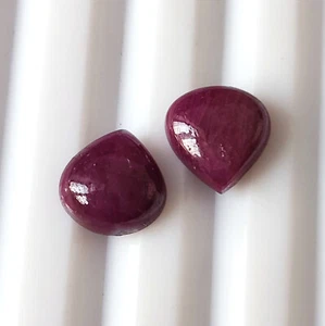 8X8 mm Heart Cut Ruby Cabochon Natural Unheated Calibrated Gemstone 2 Pieces Lot - Picture 1 of 4