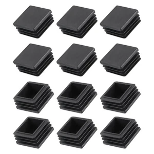 Square Tube End Cap (35 x 35mm) 12Pcs, Plastic Plugs Insert End Caps, Black - Picture 1 of 5